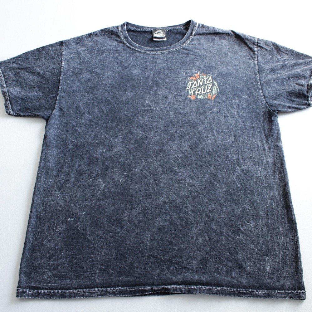 Santa Cruz Monarch Butterfly Mineral Wash Graphic Tee Mens Large Black